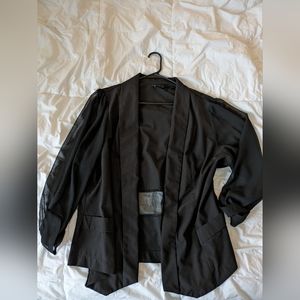 Black Blazer with Sheer Sleeves